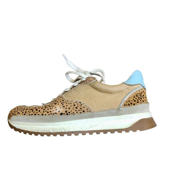 Madewell Kickoff Sneaker Mixed Print Calf Hair Cheetah Print Leather Size 6 - Picture 6 of 11